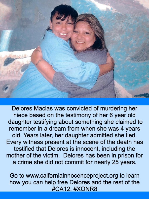 .<a href="/JerryBrownGov/">Jerry Brown</a> Read the story of Delores Macias and all of the #CA12 californiainnocenceproject.org/read-their-sto… #XONR8 #FreeTheCA12 <a href="/annebgust/">annebgust</a> <a href="/BrianBanksFREE/">b r i a n   b a n k s</a>