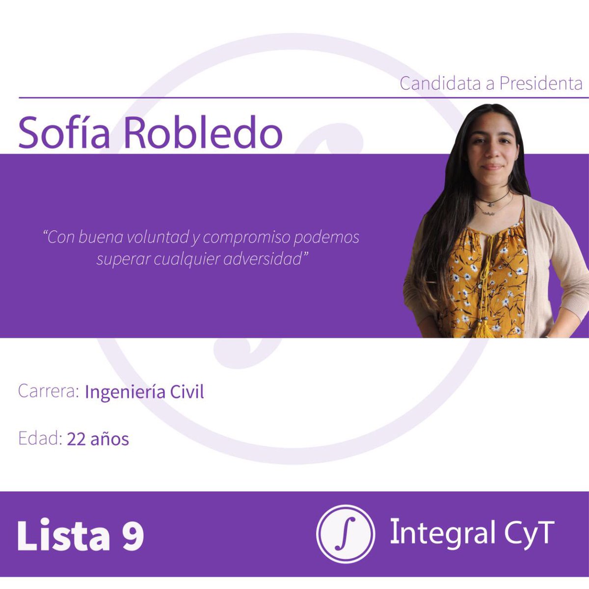 IntegralCyT's tweet photo. Te presentamos a nuestros candidatos a Presidenta, Vice-Presidente y Secretaria General 💟 #protagonistasonada https://t.co/ZZJSTmzD98