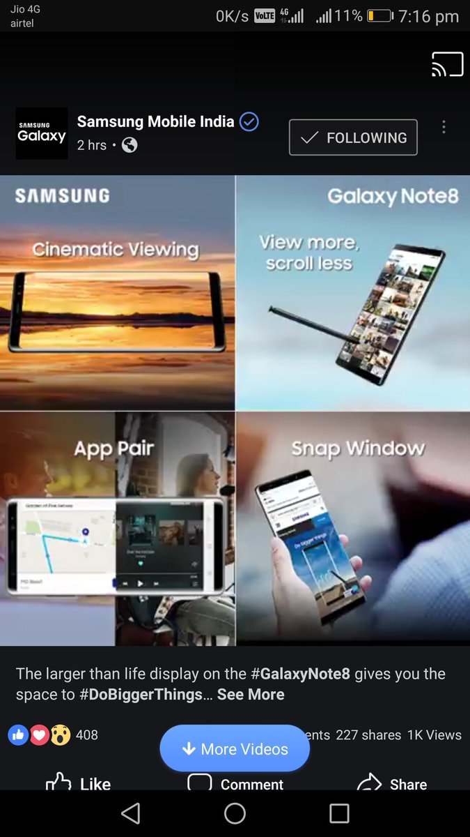 ItsSurajPandita's tweet photo. @SamsungMobileIN #HateItAll #GalaxyNote8 #CinematicViewing #ViewMoreScrollLess #AppPair #SnapWindow #A5 https://t.co/4wizal9MV9