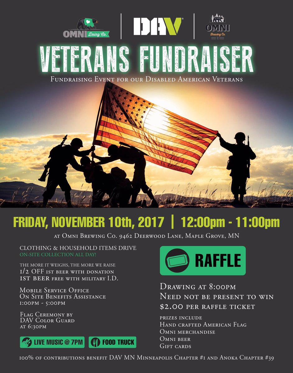 M7_Straps's tweet photo. Next Friday! Come on down to @OMNIBrewing and participate in their Veterans Day DAV fundraiser! We are! #VeteransDay #MSP #DAV https://t.co/SdaJSPbdo7