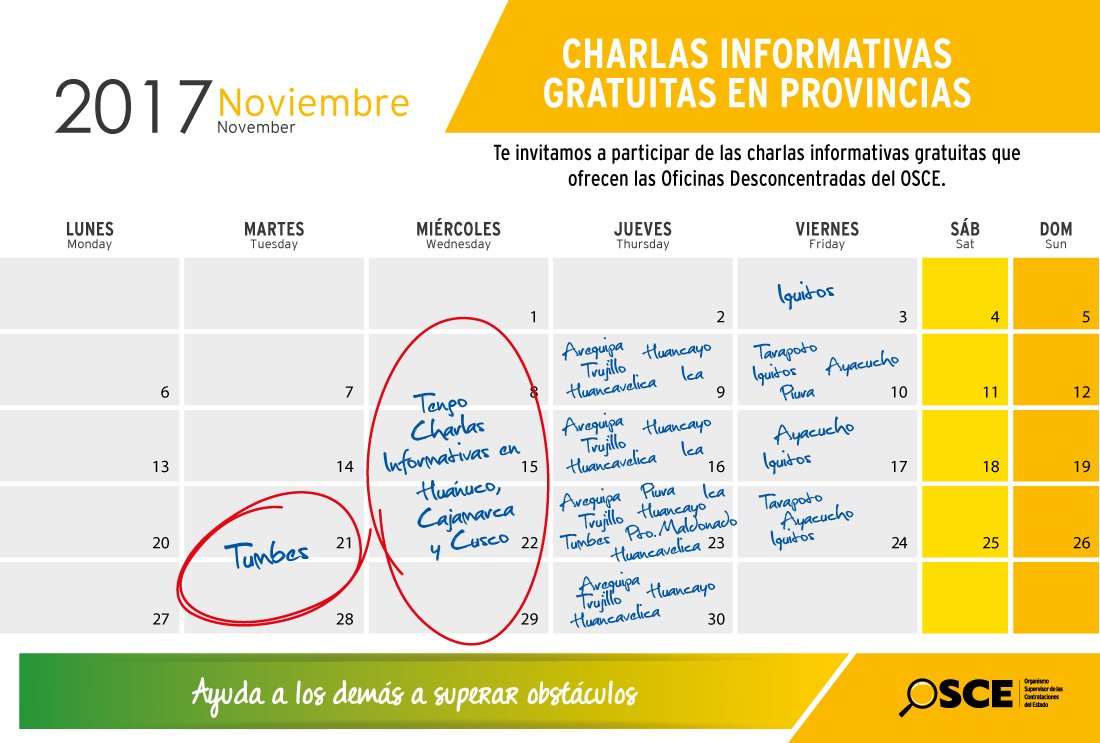 OECEPeru's tweet image. #OSCEPerú #CharlasInformativas  Presentamos las charlas informativas del mes de noviembre. Para mayor información: goo.gl/L2krxy