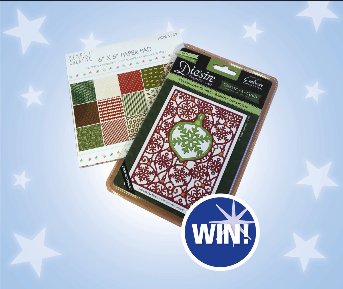 #FRIDAYFREEBIE! RT &amp; follow <a href="/Quickcards/">Quickcards</a> for your chance to win this <a href="/CraftersCompUK/">Crafter's Companion</a> Decorative Bauble die and <a href="/trimcraft/">Louis Renaud</a> Hope &amp; Joy paper pad! UK only, ends Tuesday 7 November!