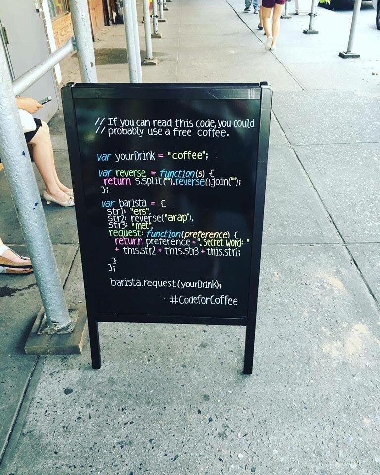 IbrahemAQ's tweet image. If you can read this code, you could probably use a free coffee #codeforcoffee 🤔🤔