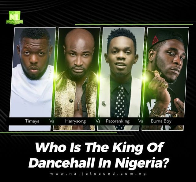 BgossipnaijaG's tweet photo. Timaya Vs Harrysong Vs Patoranking Vs Burna Boy, Who Is The King Of Dancehall In Nigeria? https://t.co/yNhebTYS6J