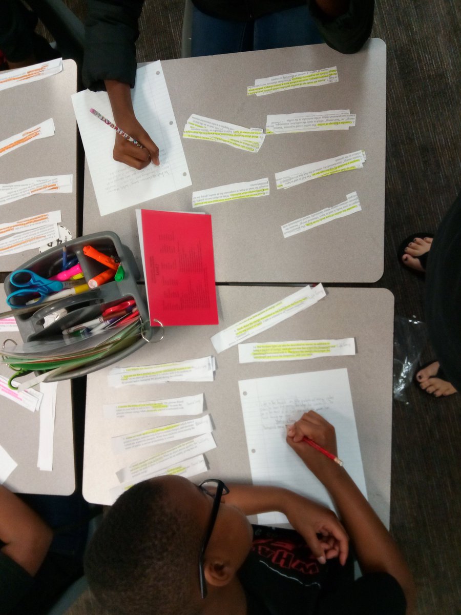burchfieldkel's tweet image. We are using the highlighted sentences in our exemplars to create 6 new paragraphs about energy. #inductivemodel