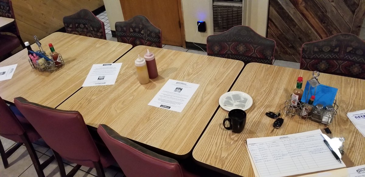 Everett4Colo's tweet photo. Dolores County: all set up for our meet n greet at the Dove Creek Dinner Bell #TakeBackCO https://t.co/0X9lpZYw1s