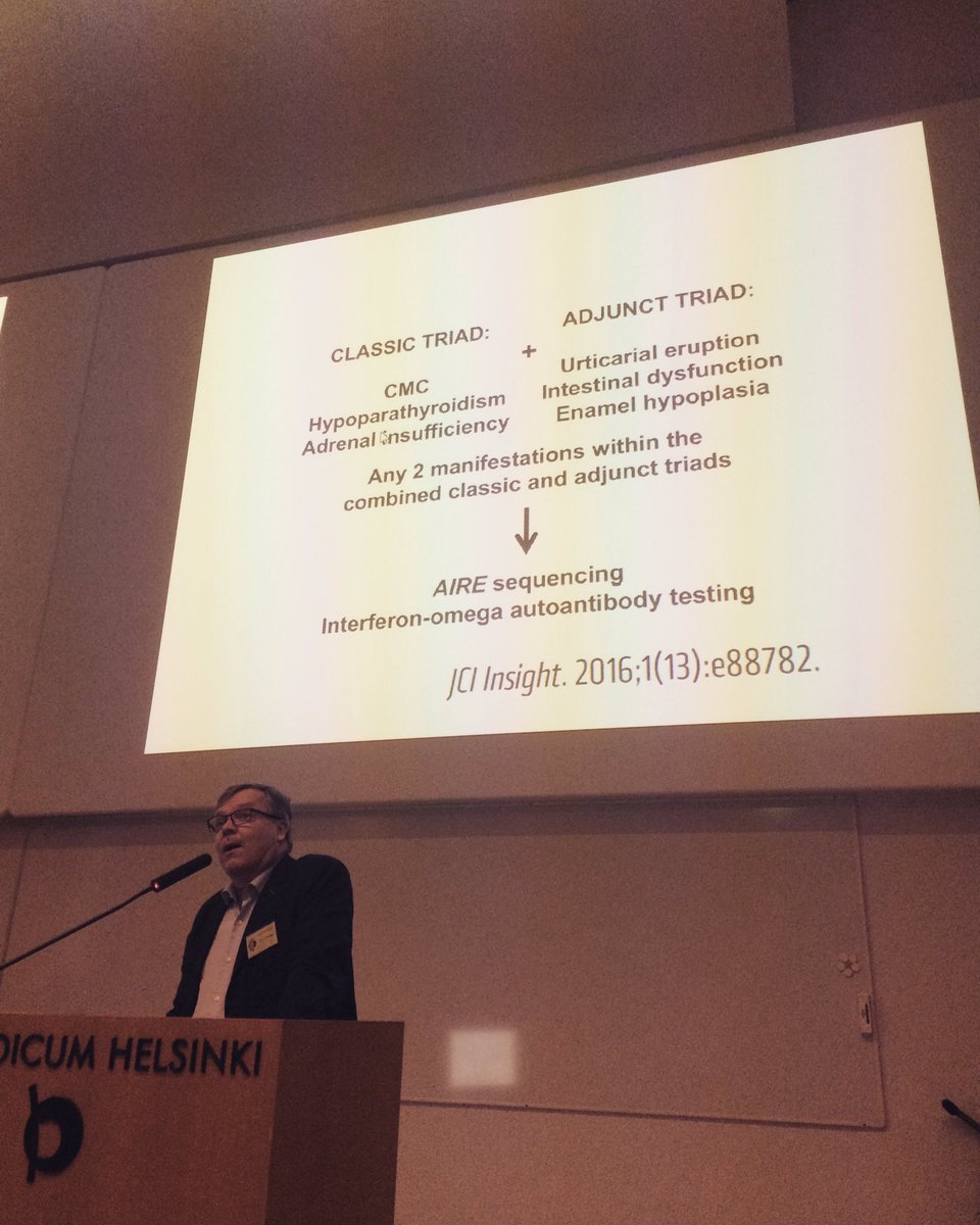 NicoKluger's tweet image. Jarmo Jääskeläinen about the new US criterias for #APECED #APS1 #endopäivät2017