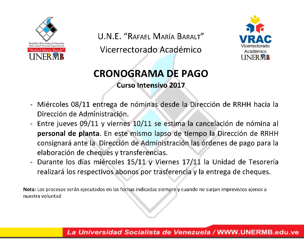 prensaunermb's tweet image. El Vicerrectorado Académico informa el cronograma de pago del Curso Intensivo 2017