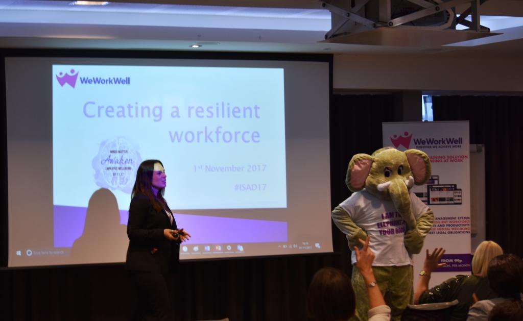WeWorkWell1's tweet photo. Talking about the #elephantintheroom for #ISAD17 @ISMA_UK https://t.co/uK6Wiezvyt