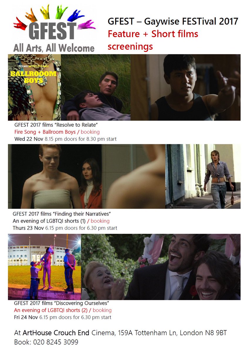 WiseThoughts's tweet photo. @GFEST #GFEST2017Films #BallroomBoys #FireSong /22 Nov #LGBTQIshorts1 /23 Nov & #LGBTQIshorts2 /24 Nov @arthousen8 https://t.co/1afRbnYkR6 https://t.co/lfwFO6QNNU