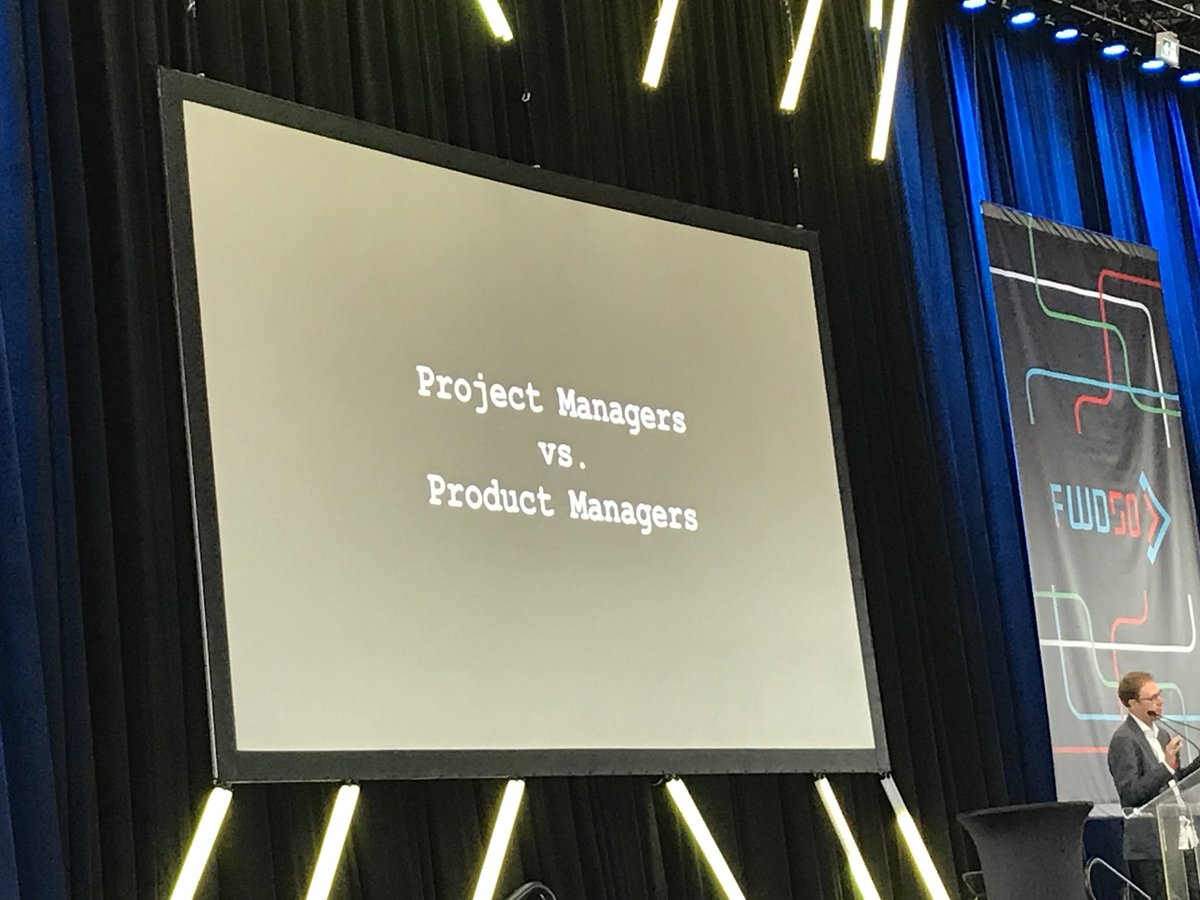 Project manager: make sure things get done vs product manager: make sure things get used <a href="/daeaves/">David Eaves</a> #FWD50