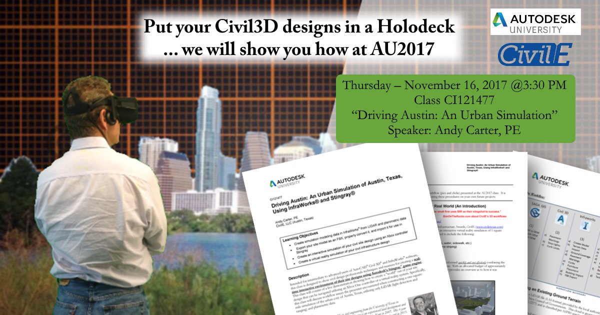 civileng127's tweet photo. T-minus 13 days @autodesku . #AU2017. #civil3D #infraworks360 #infraworks #VR @adskstingray #iheartcivil https://t.co/fve8ox5aOo https://t.co/GudrLDQy5M