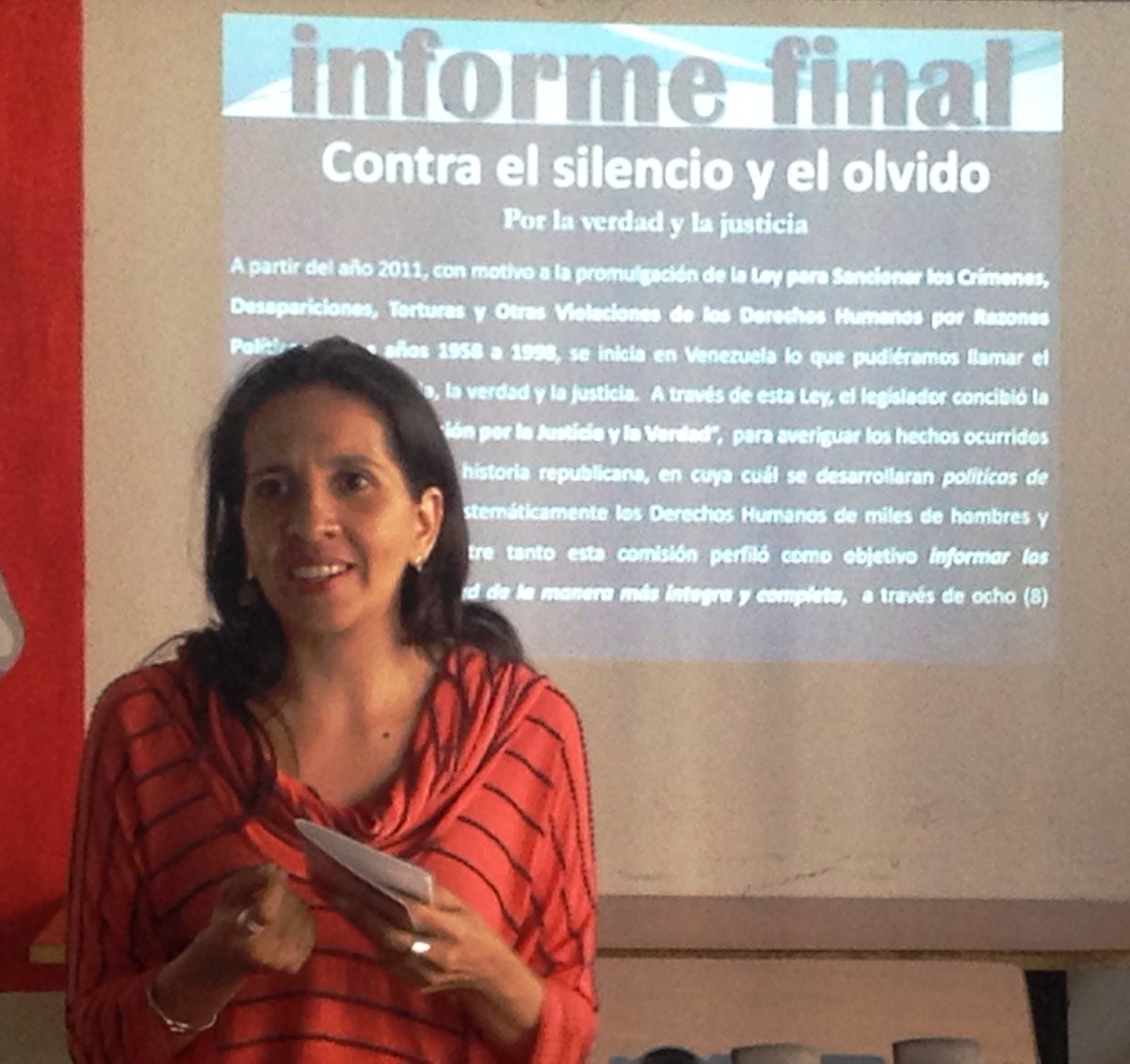 Invitada Karllen Cordero, ponente del INFORME FINAL DE LA COMISIÓN DE JUSTICIA Y VERDAD  del @MinpublicoVE. TEMA: VICTIMAS DEL PUNTOFIJISMO