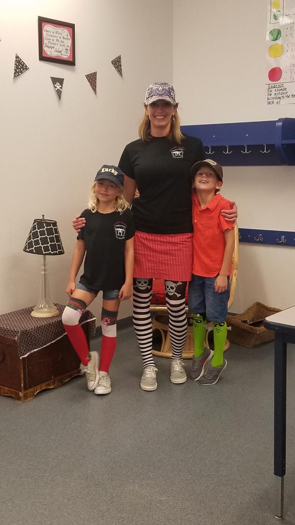 Crazy socks and hat day at Treasure Coast! Work like a captain, play like a pirate! #tce