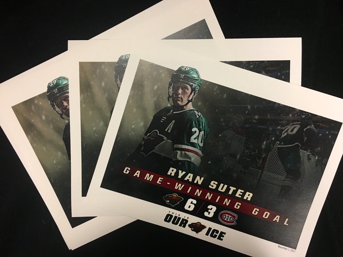 mnwild's tweet photo. RT to win one of five autographed limited edition Ryan Suter #MTLvsMIN GWG prints. 
🎥 → https://t.co/z2Ykd5X24j
*5 Random Winners* https://t.co/8AjCk9bJKZ