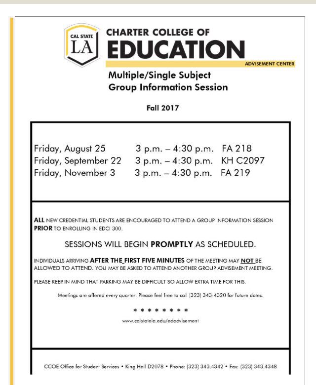 COECalStateLA's tweet image. Don&apos;t forget @CalStateLA @CCOECalStateLA #teachingcredentials #informationsession  @3pm #multiple subject #singlesubject #futureeducators
