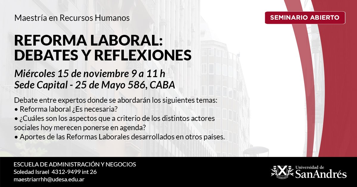 Reforma laboral, ¿es necesaria? ¡conocé la opinión de los especialistas!
¡Inscribite!  goo.gl/dhPL5c