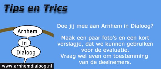 DialoogArnhem's tweet photo. Tips en trics: leg de dialoog vast middels foto's en verslag. Zo kunnen we een mooie evaluatie van Arnhem in Dialoog 2017 neerzetten. https://t.co/O1EP6wYeNU