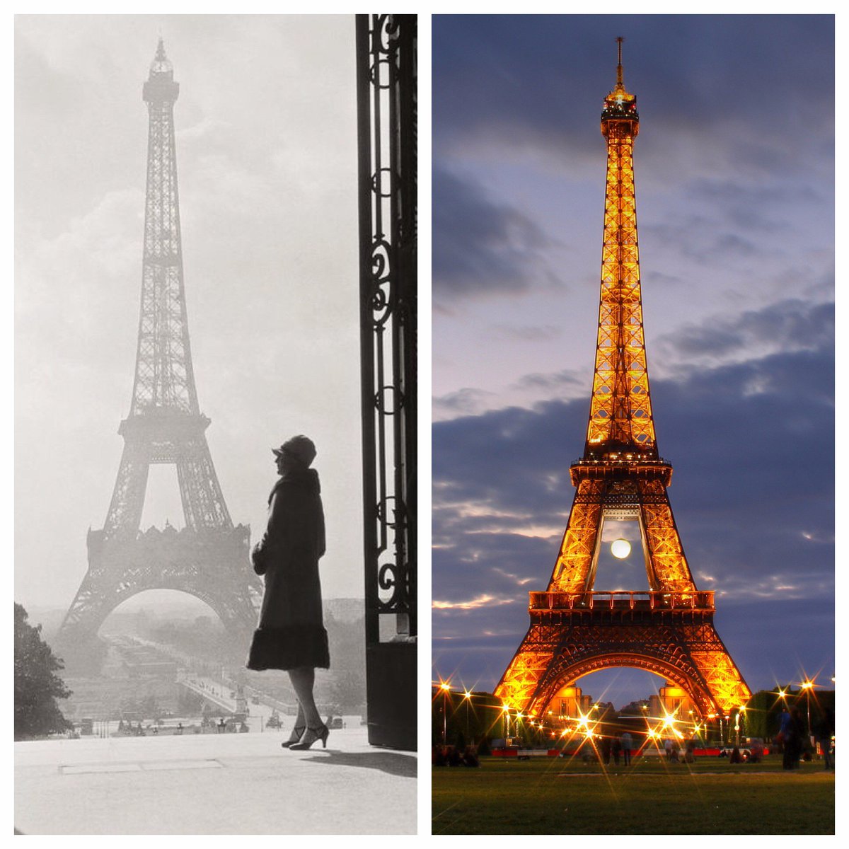 HandsomeIntl's tweet photo. Happy #FlashbackFriday! The iconic Eiffel Tower, then and now. We would love to have experienced this magical city in the 1920s. https://t.co/Nfgs8f7TcG