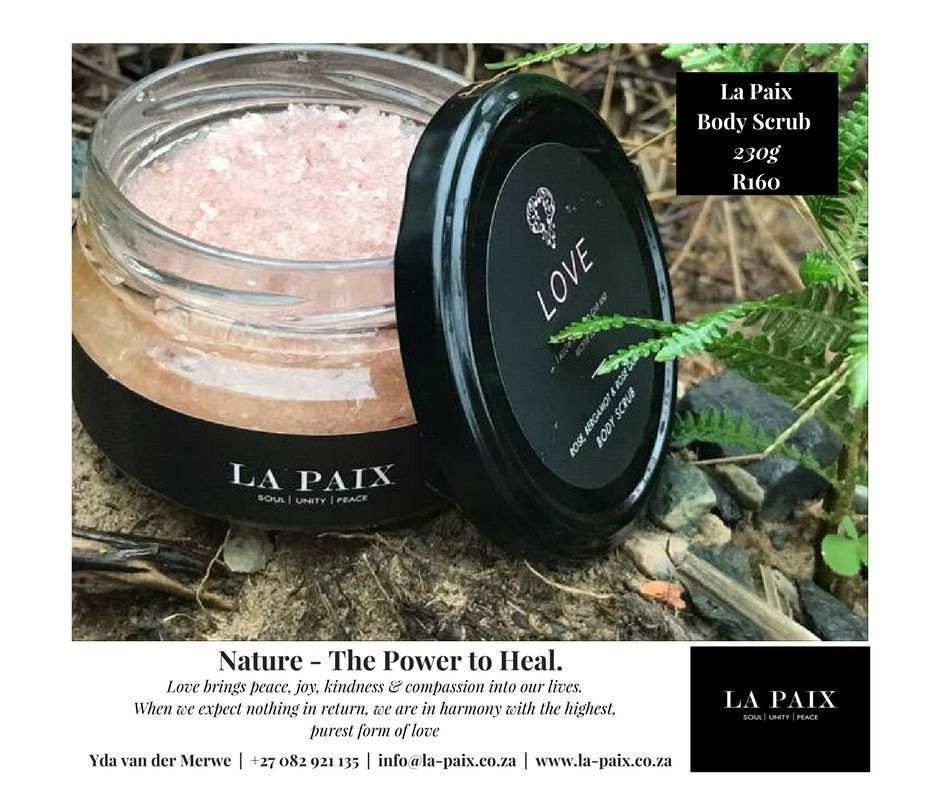 lapaixza's tweet photo. Love brings peace, joy, kindness & compassion into our lives. La Paix love bath scrub 230g R160 yda@la-paix.co.za #lovescrub https://t.co/hxtgb1puHI