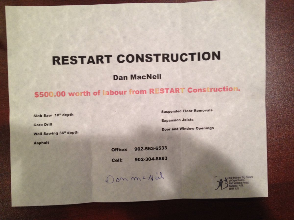 Big Brothers Big Sisters of Cape Breton Fall Auction.  This Sunday, November 5 at the Steel City Sports Bar.  Time 4pm
Featured item today