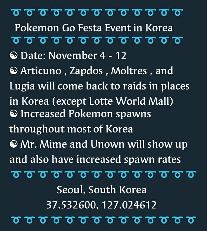 Stardust ✨ Pokémon GO ✪ on X: #pokemongo Korea Event Information! RT ❤️ Pokemon  Go Festa Event in Korea! Coordinates! 37.532600, 127.024612 20+ Gyms  35.157307,129.05524  / X