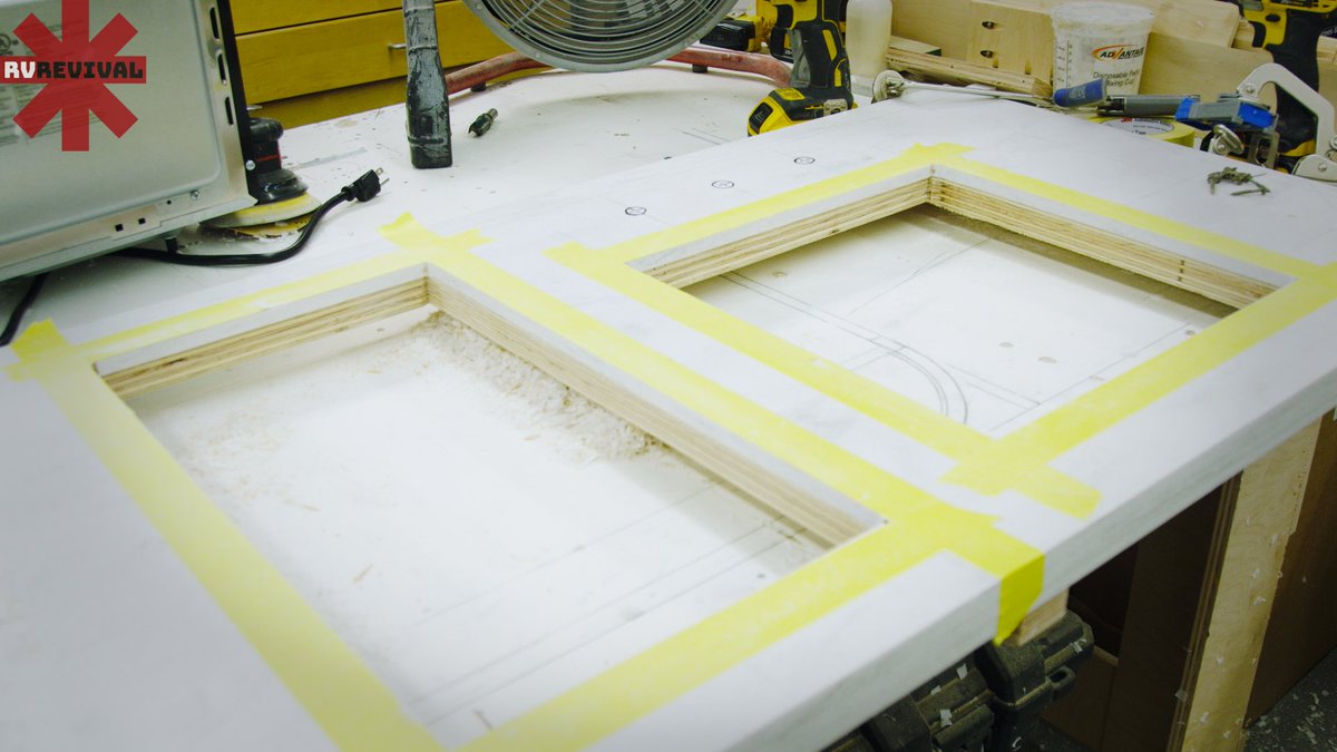 Routing out a galley sink for an #Airstream RV. Stills from our documentary series!