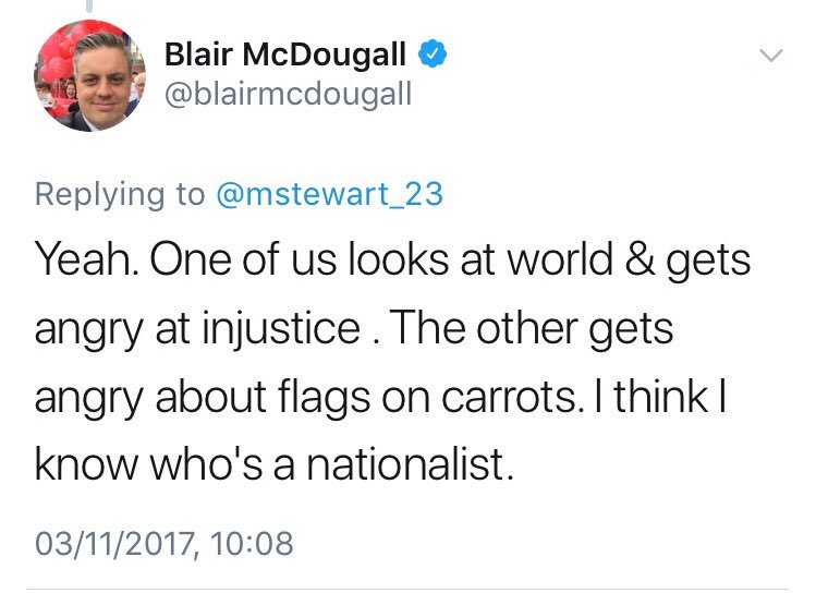 mstewart_23's tweet photo. Biggest injustice atm is Catalonia....

@blairmcdougall tweets today
Catalonia - 0
flags on food - 15

We all know who the nationalist is👇🏻 https://t.co/ZkS8jIbBHe