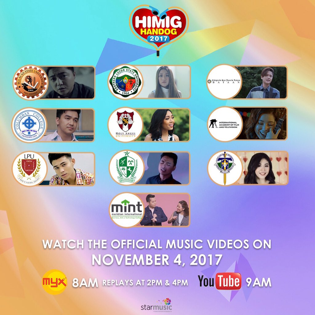 StarMusicPH's tweet photo. Watch the official music videos of Himig Handog 2017 today, 8am on MYX &amp; 9am on our YouTube channel! #HimigHandog2017SaMYX https://t.co/nqWgdtgWPj