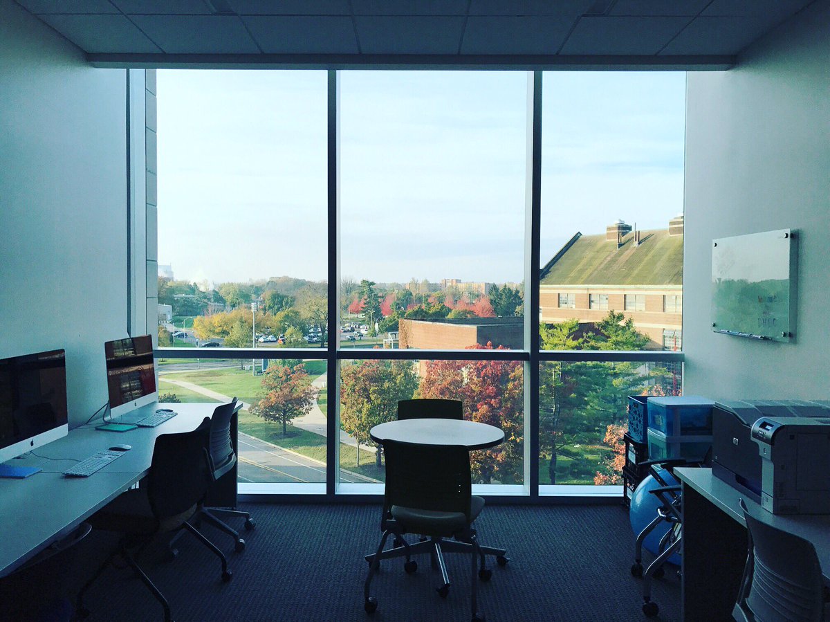 MSUDHLC's tweet photo. Loving our new lab space with a phenomenal view of campus and the fall colors happening outside #msudhlc #fall #msu https://t.co/10DC3JZRD1