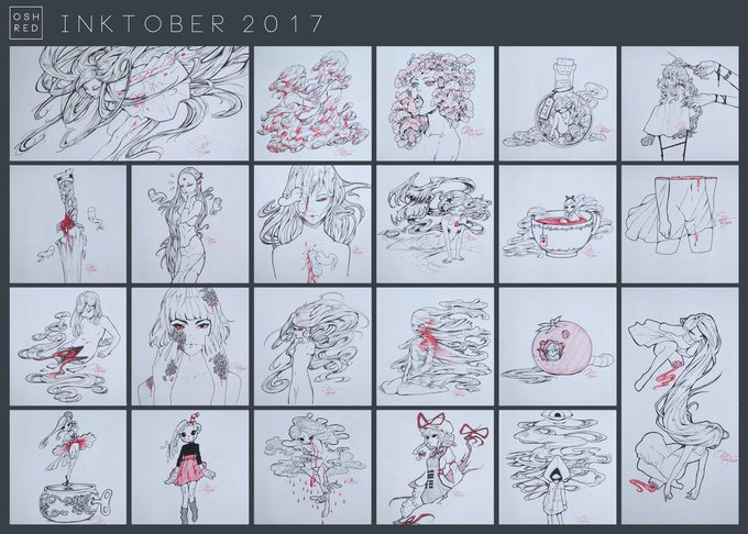 All my #Inktober2017 pieces! Decided not to finish, but I'm pretty satisfied. :) Which ones should I turn into digital paintings? 