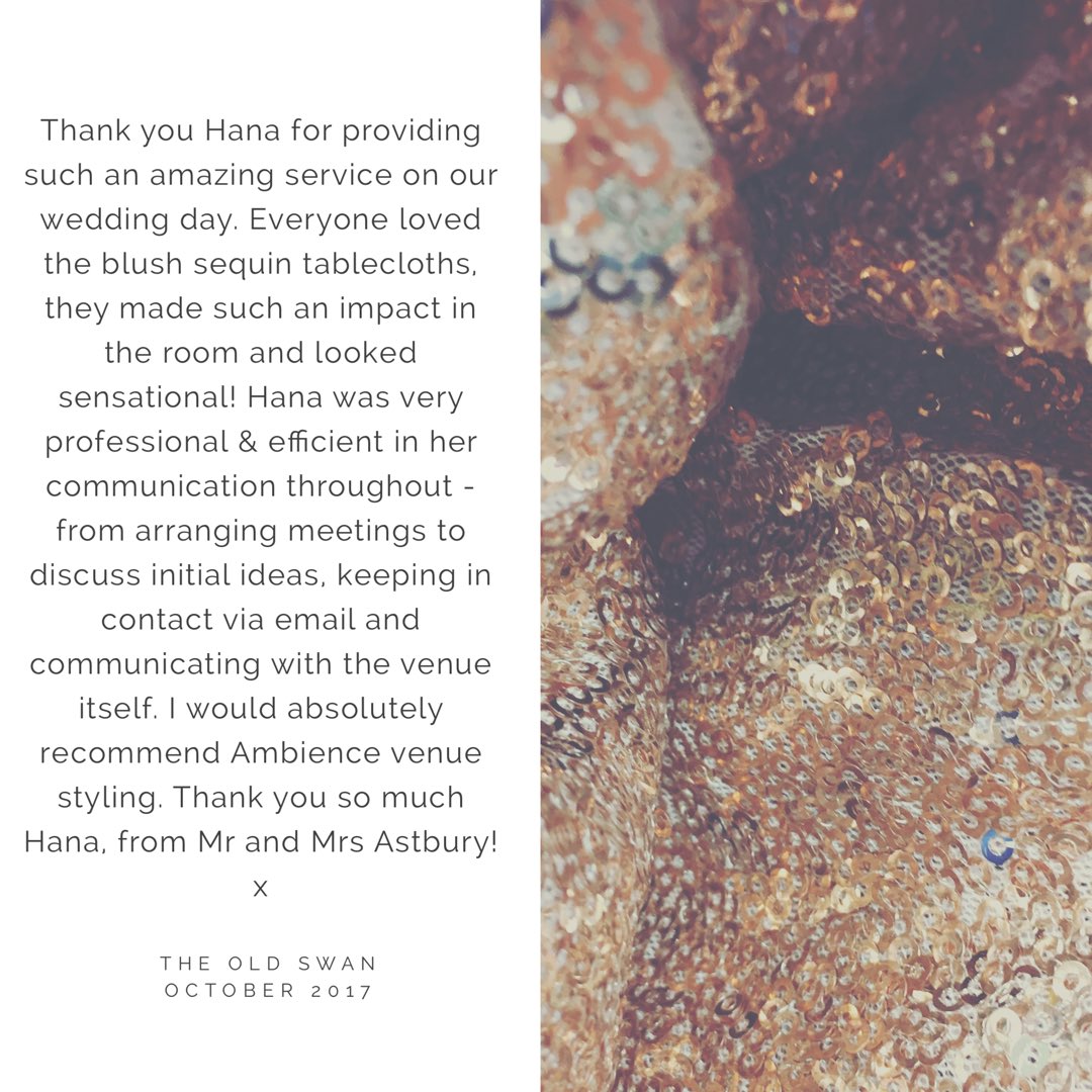 ambienceHGT's tweet photo. Lovely feedback from a recent wedding at @OldSwanHotel! We work with the best clients in amazing venues 💍💗 #loveourjob #wedding #weddingday https://t.co/U79xSdVARc