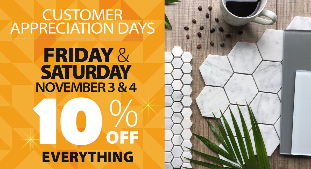 TileTownTYLER's tweet image. The best way to say thank you is with a sale! Today and Saturday, take 10% off EVERYTHING in store. #yeg #yvr #yyj #surreybc #richmondbc
