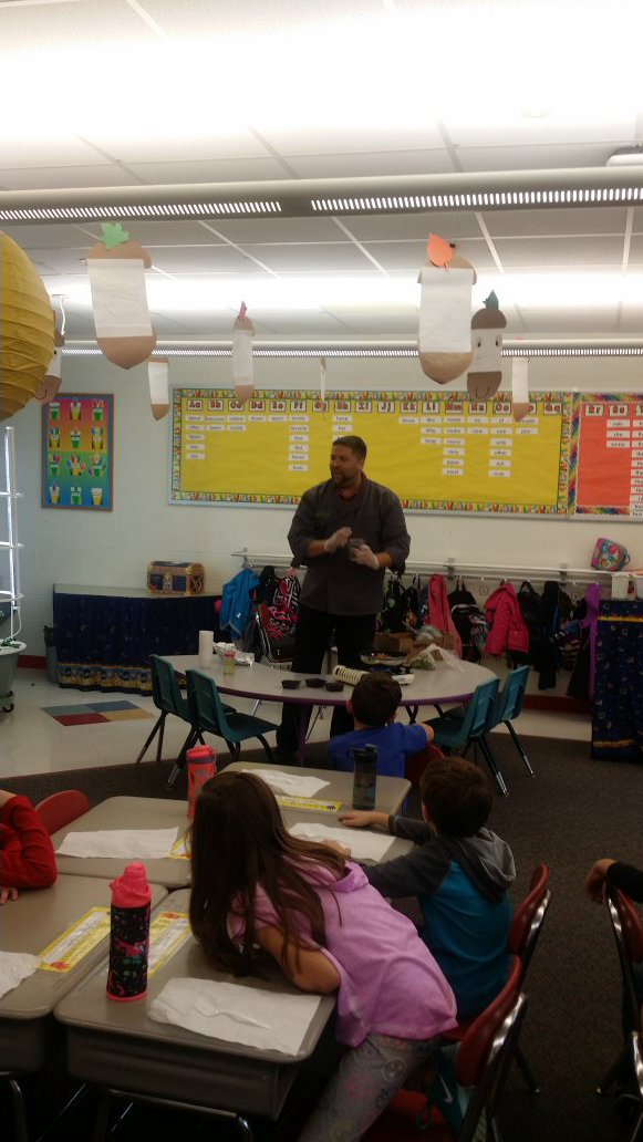 Room 301 harvested the Tower Garden. Chef Joe is cooking a great mix for the students!