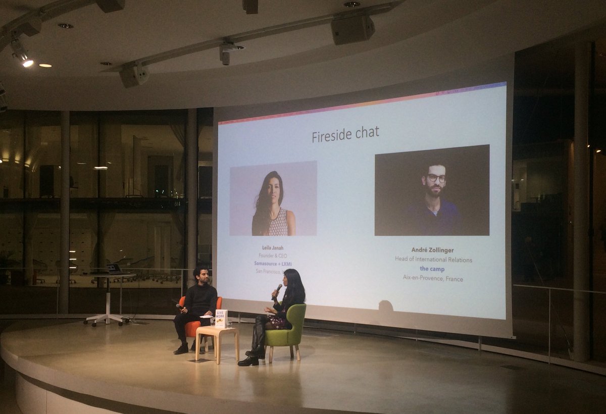 So happy and proud to host <a href="/leila_c/">Leila Janah</a> tonight to talk about Climb @thecampProvence and her entrepreneur experience @Samasource <a href="/LXMIofficial/">LXMI</a>