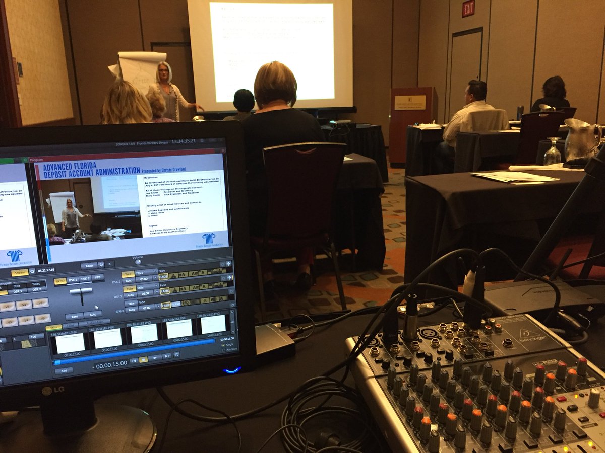 deakmanMC's tweet photo. #livestream and record your association’s educational seminars like @floridabankers is today in Tampa to reach an even wider audience! https://t.co/Q2NcwzZqs3
