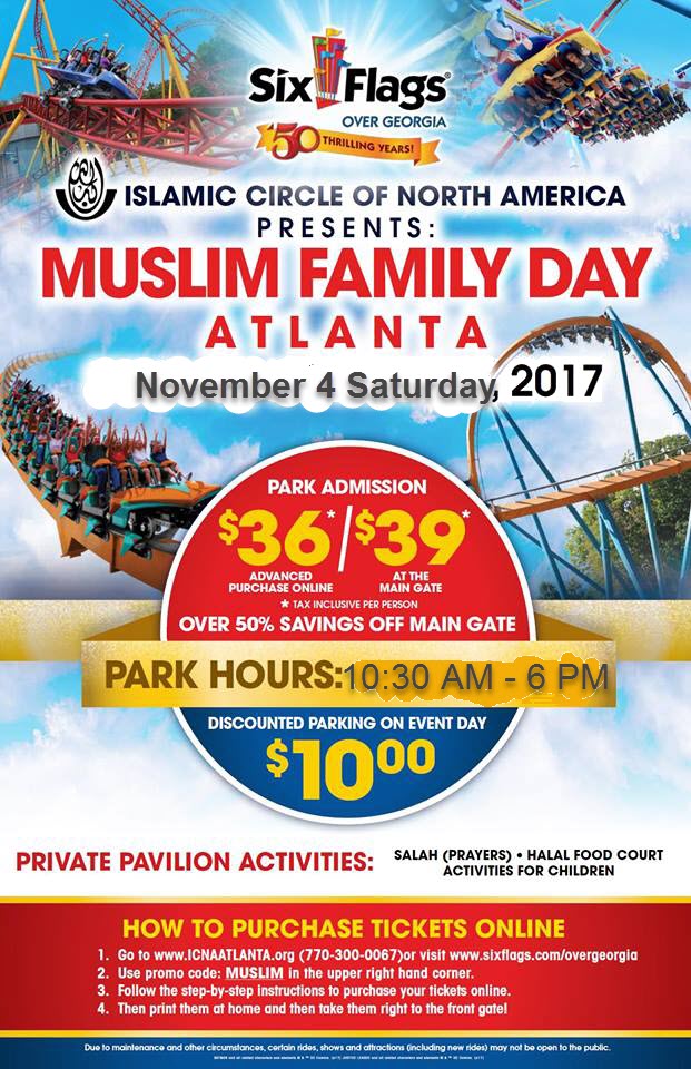 DNA_ATLSCI's tweet photo. Please join ICNA and DNA Atlanta Science Academy TOMORROW at Six Flag's Muslim Family Day! Tickets can be purchased online or at the gate. https://t.co/DGfrPftB43