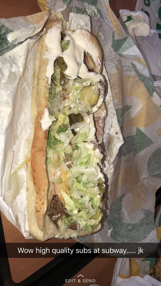 Chase_Wahl's tweet photo. I know this sub was free.... but come on. @SUBWAY https://t.co/UU0k3EoMZ7