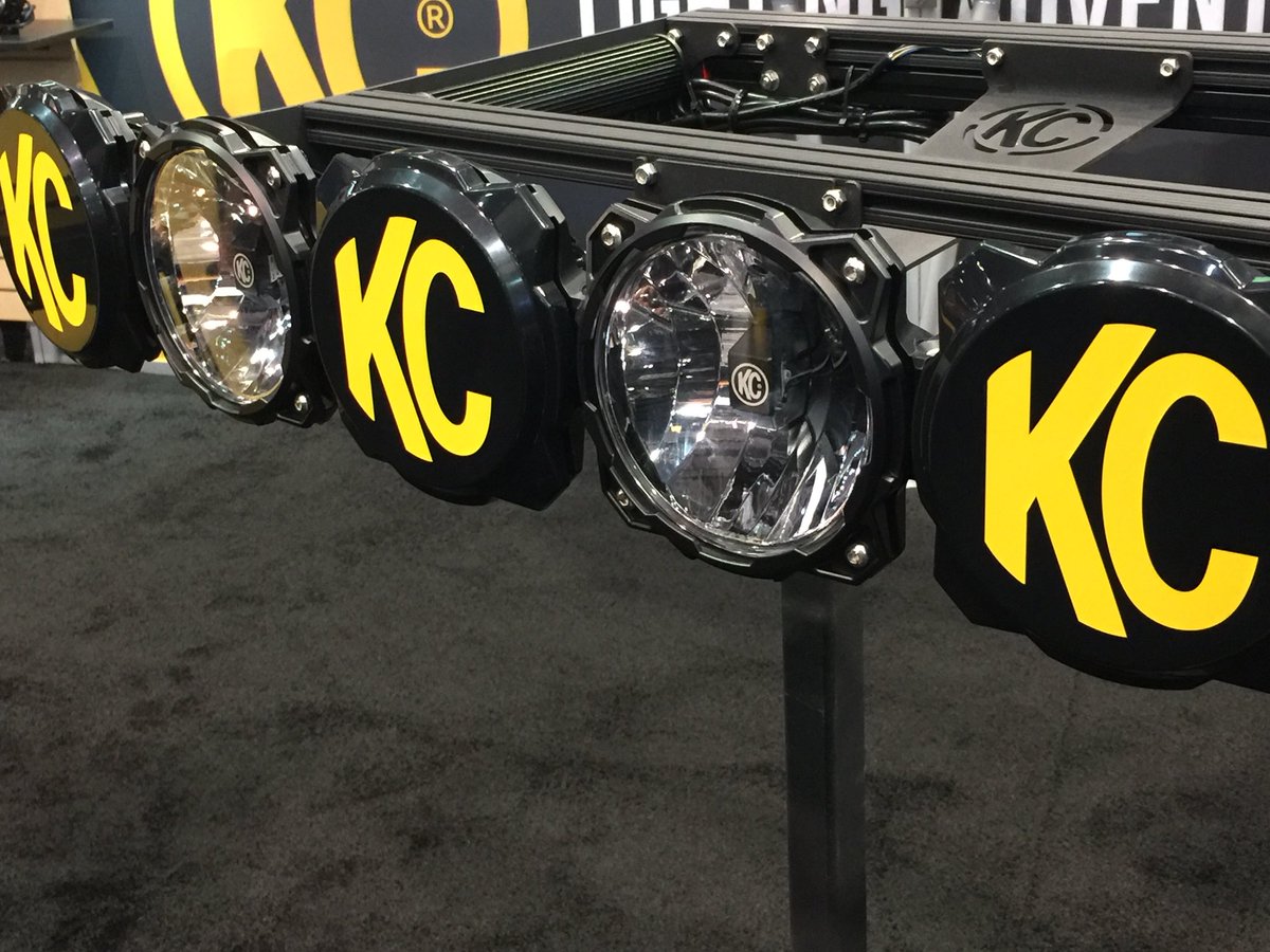 RacingEquipment's tweet photo. WOW! Just released KC M-Racks performance roof racks #Sema2017 #KC #Gravitypro6 https://t.co/k1VYjEhqb2