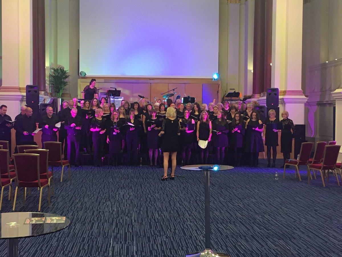 BMEAVLtd's tweet photo. @LondonShowChoir doing sound check for tonight’s @TheBMA charity event #fightovariancancer @PippaandLizzie https://t.co/ArglrInqqs