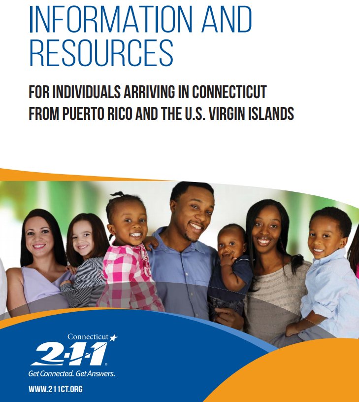 GovMalloyOffice's tweet photo. A resource guide has been released providing info for those arriving to #CT from #PuertoRico &amp; the #USVirginIslands: https://t.co/Ll0YDt7LBQ https://t.co/7XHw6hMO06