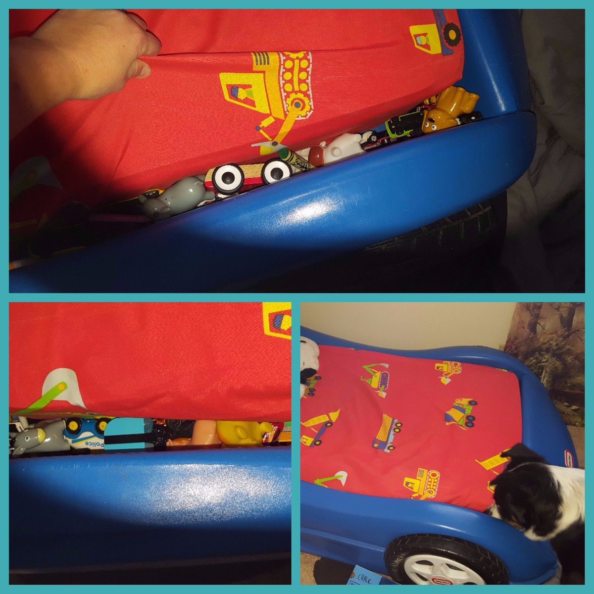 giggle_reviews's tweet photo. I was so proud of my son for putting away his toys... until the dog made this discovery... #missingtoys #cleanup #hiddentoys #secretstash https://t.co/g9o5a8kqzG