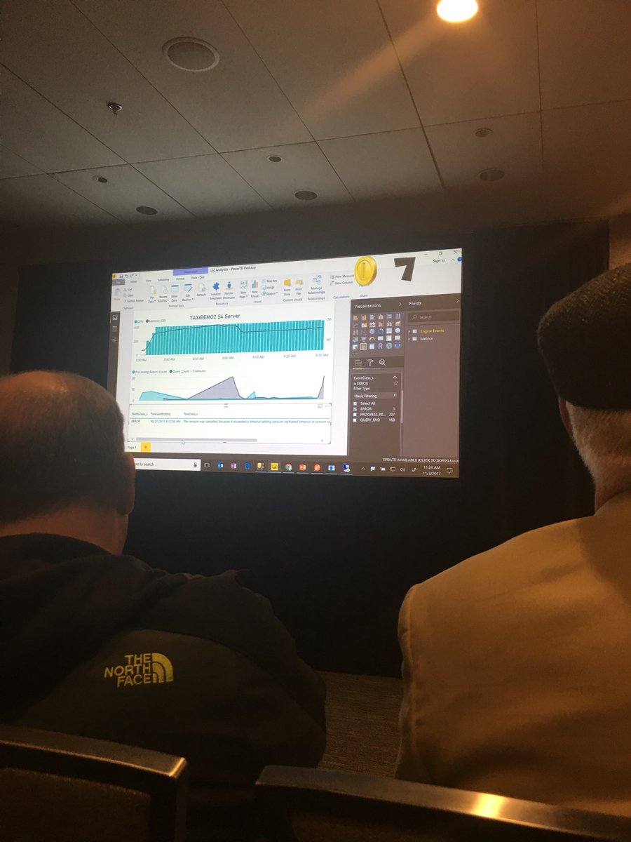 bretgr's tweet photo. @_christianWade is diagnosing Azure Analysis Services queries with Azure monitoring in Power BI. Cool! #ssas #powerbi #passsummit https://t.co/uPFFLtO13s
