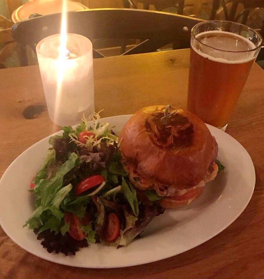 Happy #NationalSandwichDay! Chef’s got some extra special housemade sammies today, including this Salmon Burger and Pork Belly Sandwich!