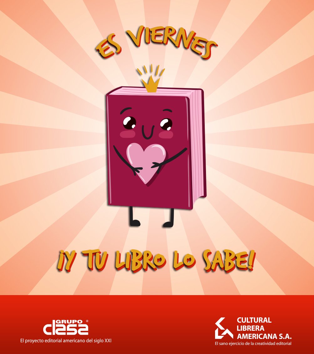 grupoclasa's tweet photo. Llega el fin de semana y no vemos la hora de ponernos al día con nuestro libro favorito 😀😀
#BuenViernes #SomosLectores #LibrosSonAmores https://t.co/g6RBdlp0aB