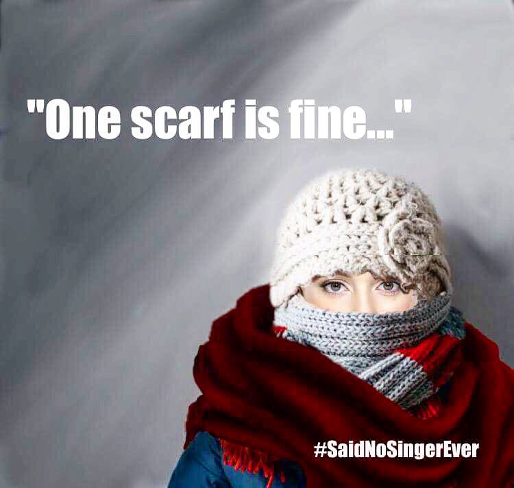 TheDrunkenTenor's tweet photo. Congrats to Tim Wilt on your #OperaHashtagWars win & this #SaidNoSingerEver suggestion of "One scarf is fine..." #opera #OperaHumor https://t.co/Sr1FiOxXAI