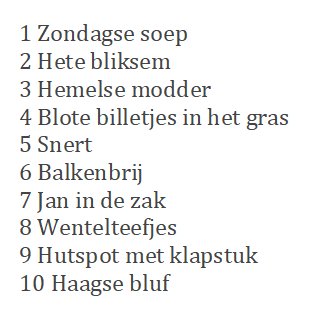 Dit zijn de genomineerde namen voor de verkiezing van 'De mooiste naam voor een Nederlands gerecht':