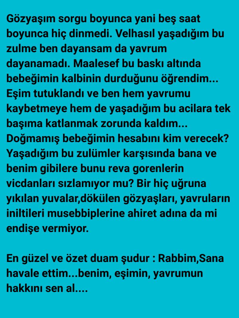 CANBERK_dr_2's tweet photo. En güzel ve özet duam şudur : 
Rabbim, Sana havale ettim...
Benim, eşimin, yavrumun hakkını sen al....

OHALi SendeAnlat 

Acı ve Gözyaşı https://t.co/pbcMlsdDO8