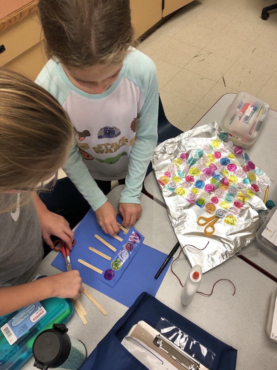 Creative minds.  What can you make with random materials? A football field, a homework chart and a rocket ship...@cfbprincipal