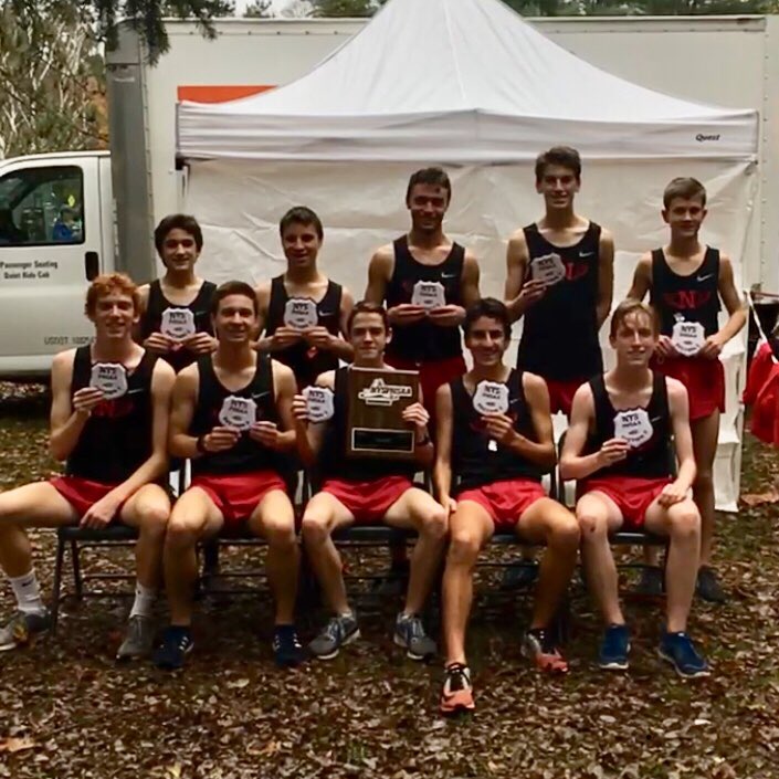 NiskayunaCSD's tweet photo. The NHS Boys Cross Country Team on Friday picked up the first school sectional title since 1981. Way to go! 👏🏃 👍 #NiskyProud https://t.co/z6ZjjxSJxq